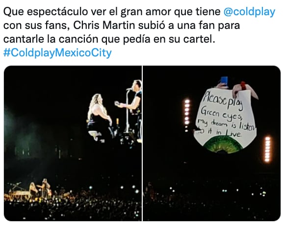 Coldplay canta 'Green Eyes' para fan mexicana