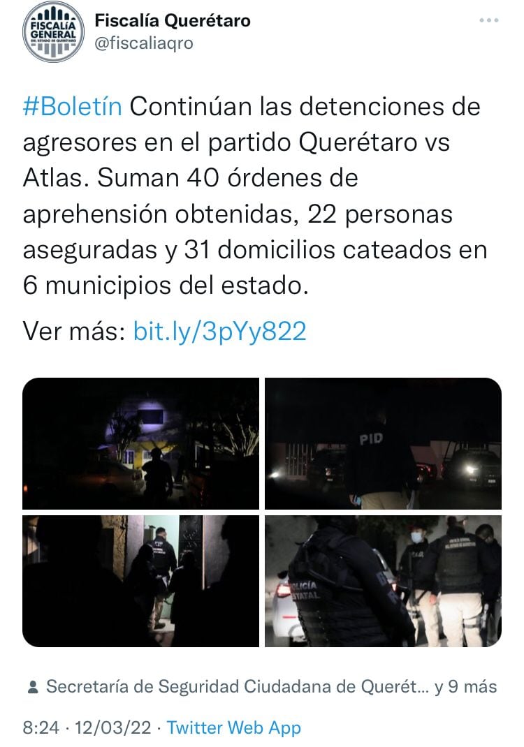 Informe de la Fiscalía de Querétaro sobre lo ocurrido en el Estadio Corregidora