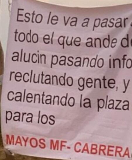 Narcomensaje contra La Mayiza.