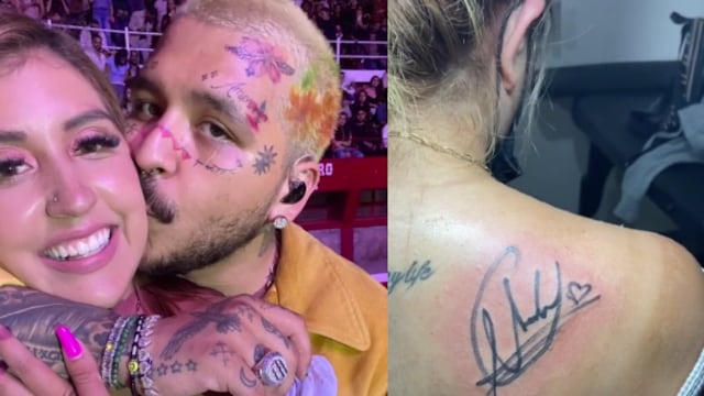 Fan se Christian Nodal se tatúa su autógrafo