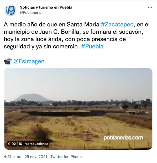 Tuti sobre el socavón de puebla