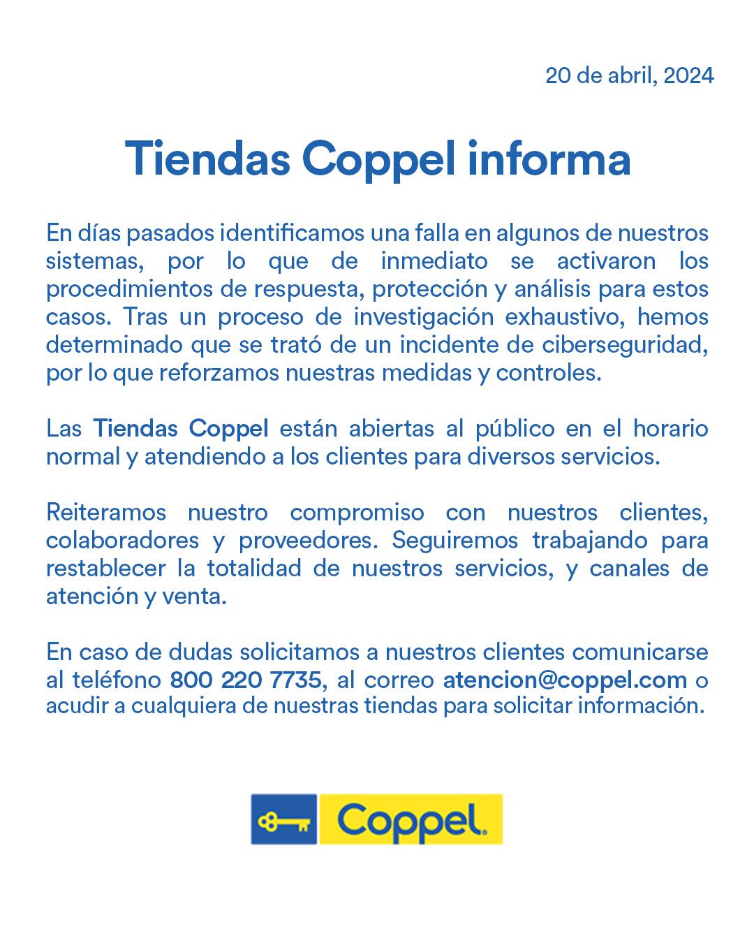 Comunicado de Coppel