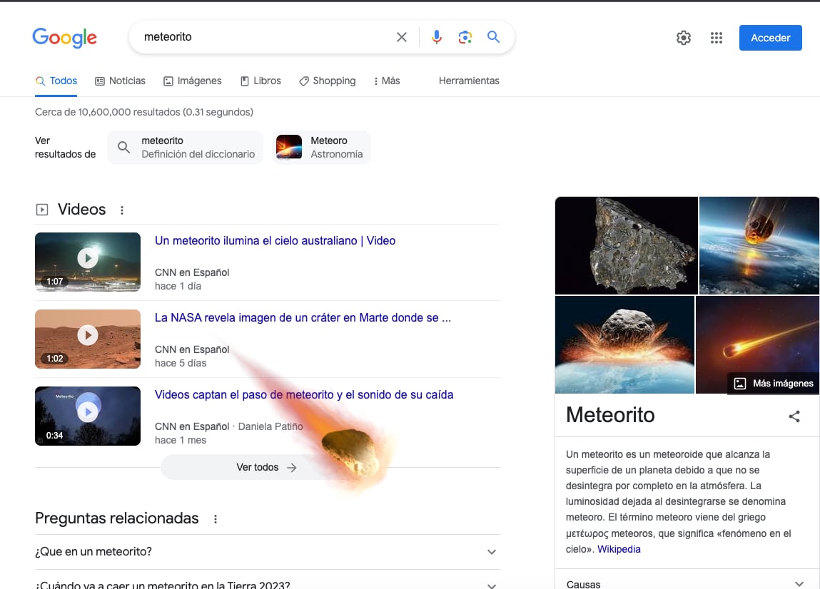 El doodle de Google sobre meteoritos sorprende a usuarios
