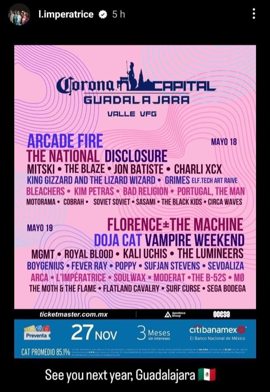 Corona Capital Guadalajara 2024: El cartel oficial se le habría filtrado a una banda