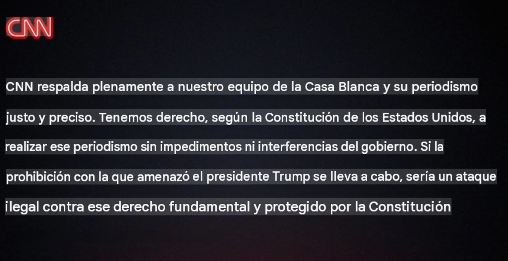 CNN reacciona a veto de Donald Trump