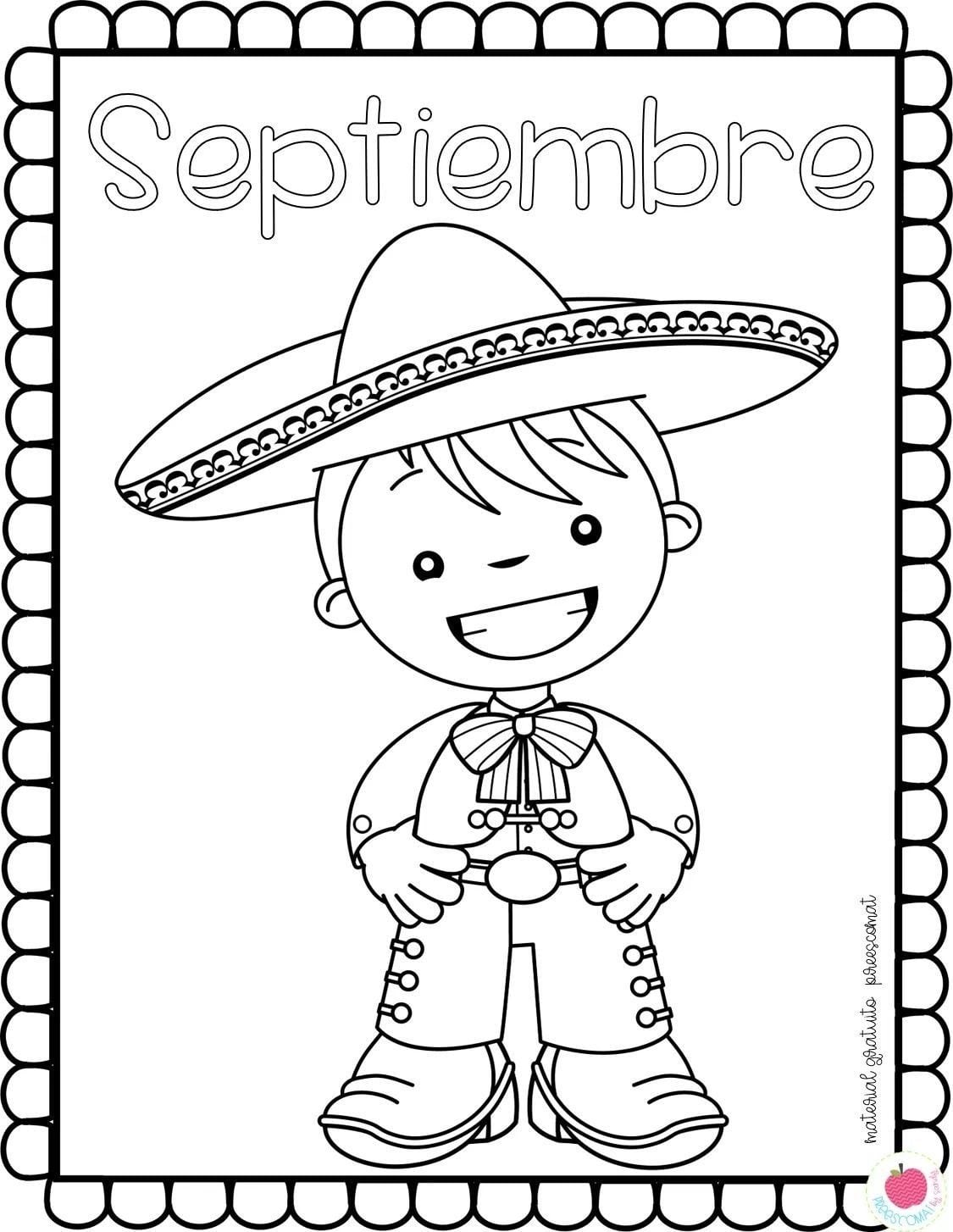 Portadas patrias del 15 de septiembre para colorear