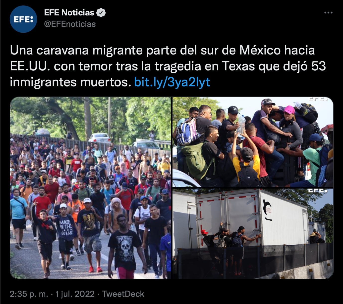 Caravana migrante sale de Tapachula, Chiapas; exigen seguridad y libre tránsito por México