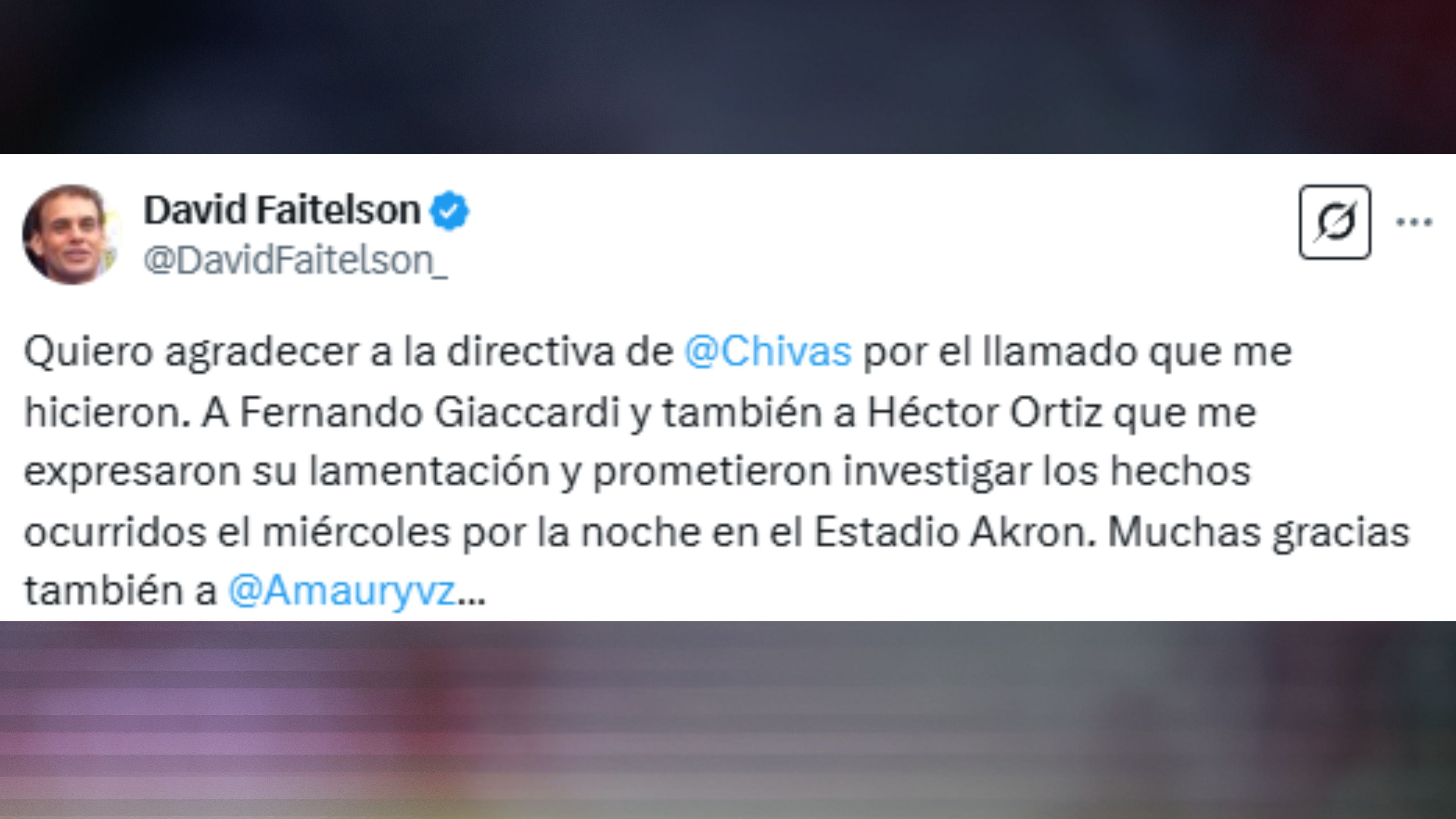 Mensaje de David Faitelson a Chivas.