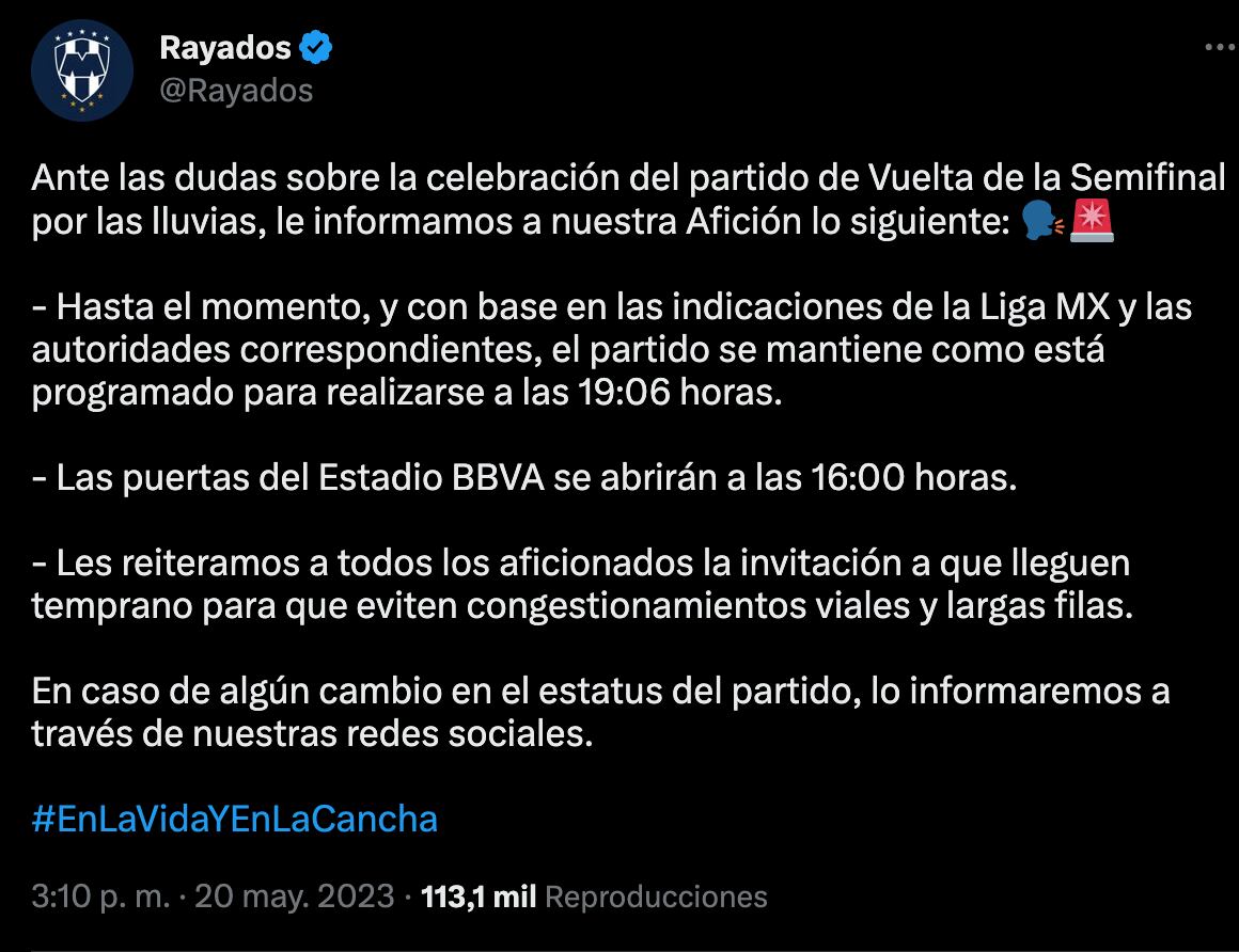 Rayados comunicado