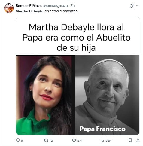 Memes de Martha Debayle por la muerte del Papa Francisco