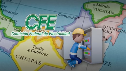 CFE trabaja para restablecer la luz en Chiapas, Quintana Roo y Yucatán