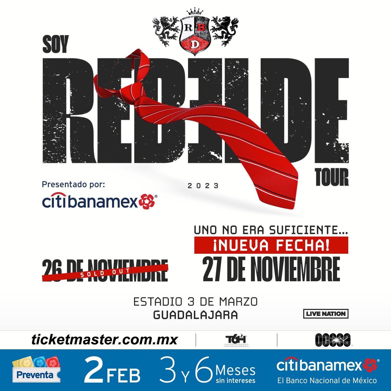RBD abre segunda fecha para Guadalajara