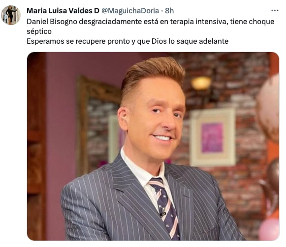 María Luis Valdés informa sobre la salud de Daniel Bisogno.