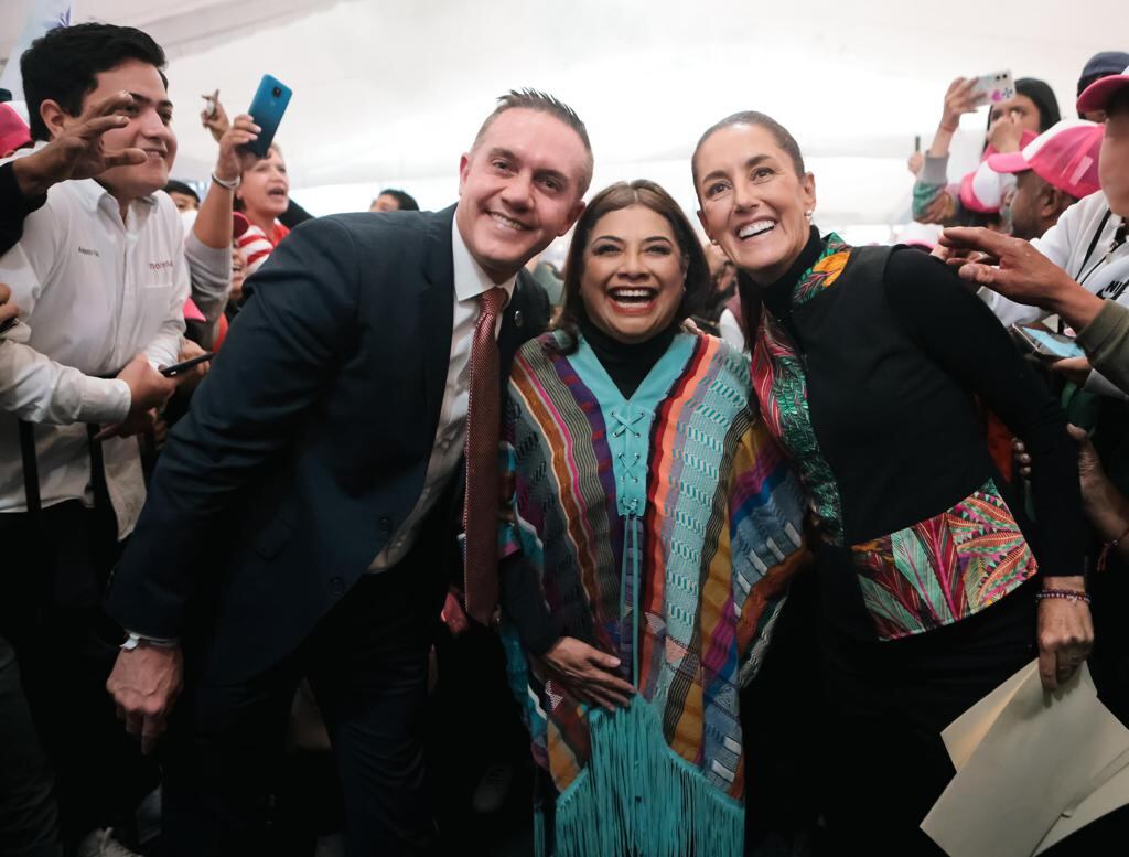 Adrián Rubalcava, Claudia Sheinbaum y Clara Brugada en Cuajimalpa