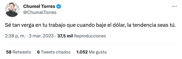 Chumel Torres tuitea sobre el peso