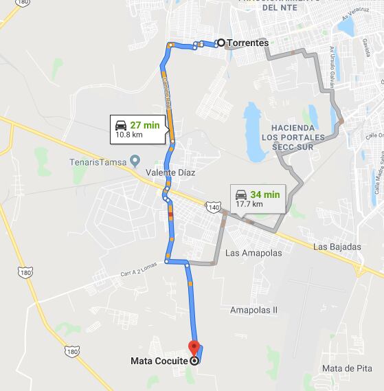 Distancia entre el sitio donde desapareció y fue encontrado el menor de edad