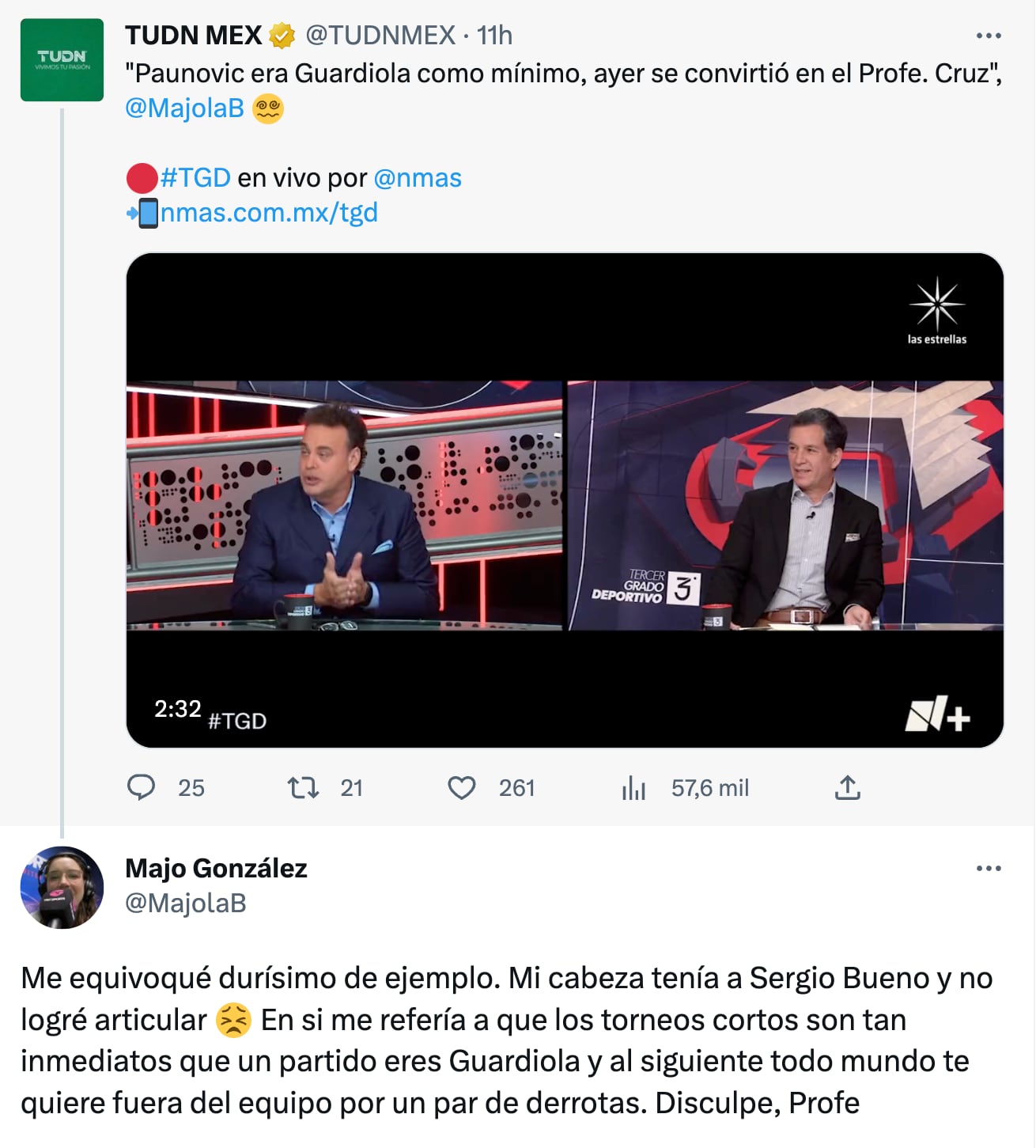Majo González acepta que se equivocó