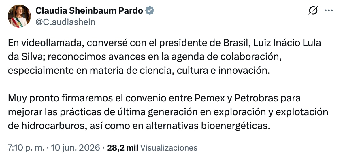 Sheinbaum sobre llamada con Lula da Silva