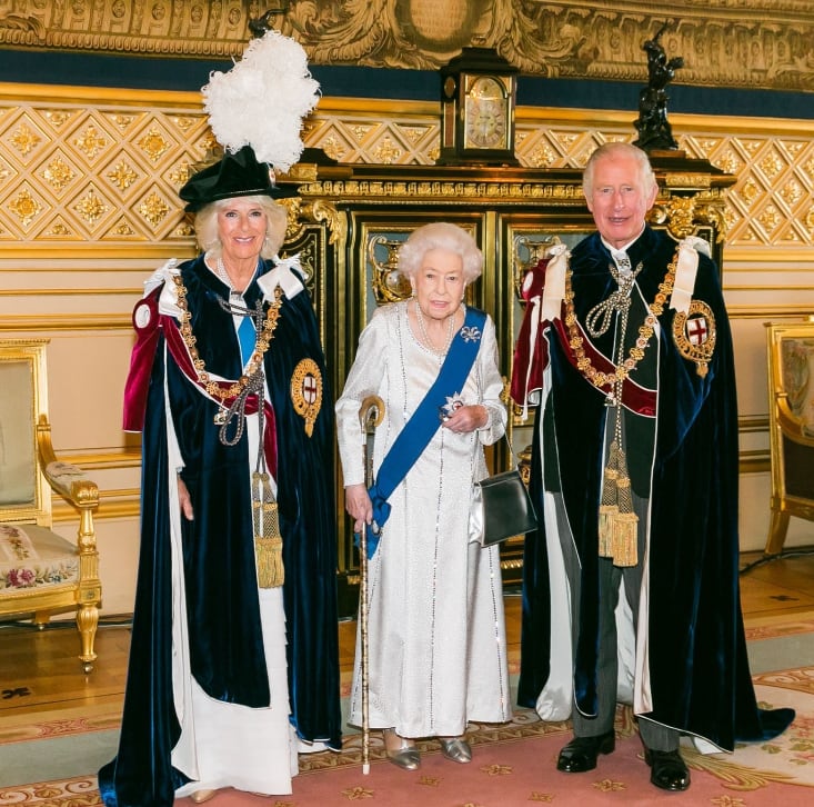 Camila de Cornualles, reina Isabel II, príncipe Carlos