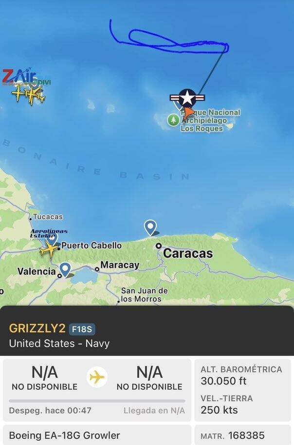 Un avión militar de Estados Unidos ingresó a Venezuela, según reportes