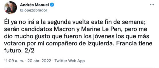 AMLO presume que habló con su amigo Jean-Luc Mélenchon/@lopezobrador_