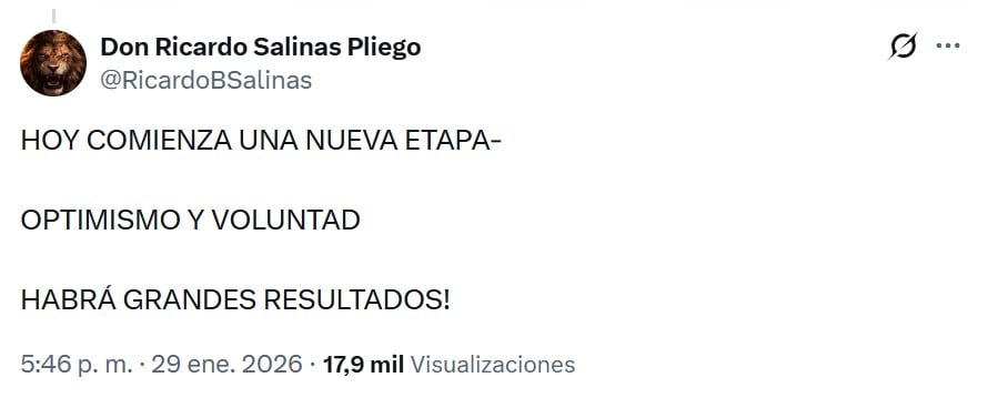 Ricardo Salinas Pliego anuncia nueva etapa tras saldar deuda con el SAT