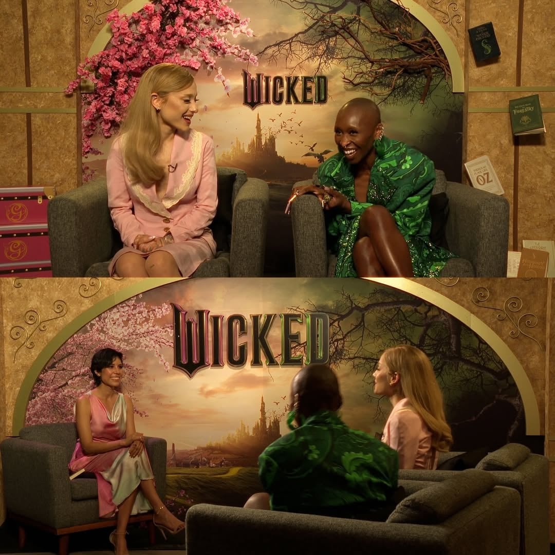 Gaby Meza con Ariana Grande y Cynthia Erivo