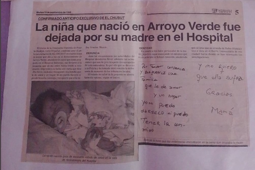 Artículo sobre la bebé abandonada