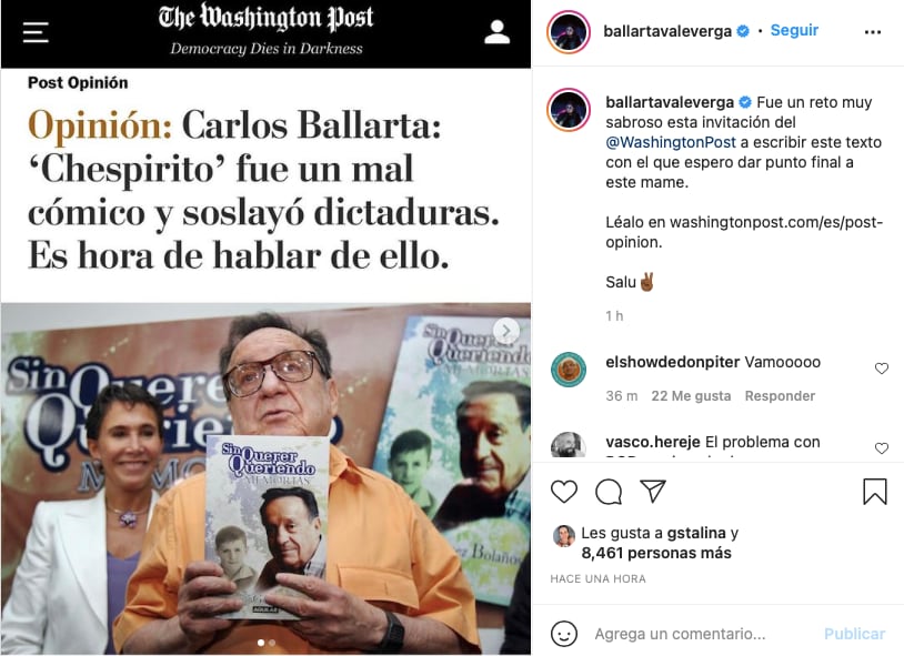 Carlos Ballarta escribe sobre Chespirito en The Washington Post.