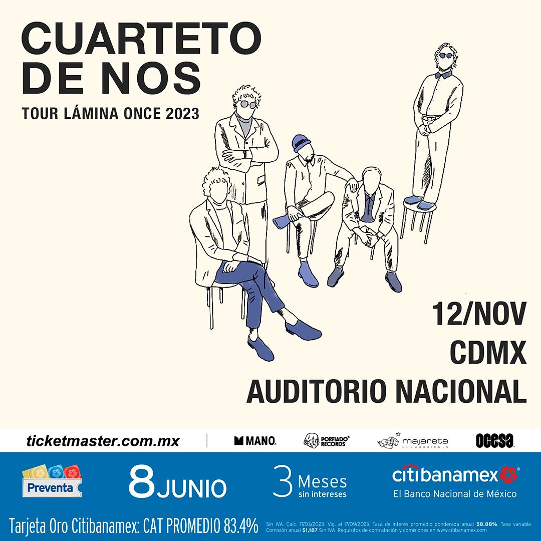 El Cuarteto de Nos en México: Precio de los boletos para su concierto en Auditorio Nacional