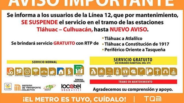 Ofrecerá RTP transporte gratuito por afectaciones en la Linea 12