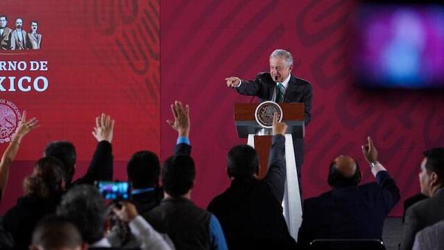 El presidente López Obrador en conferencia de prensa desde Palacio Nacional.