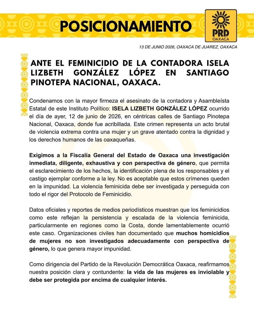 Asesinan a Isela Lizbeth González, asambleísta del PRD en Pinotepa Nacional