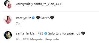 Mensajes entre Karely Ruiz y Santa Fe Klan.