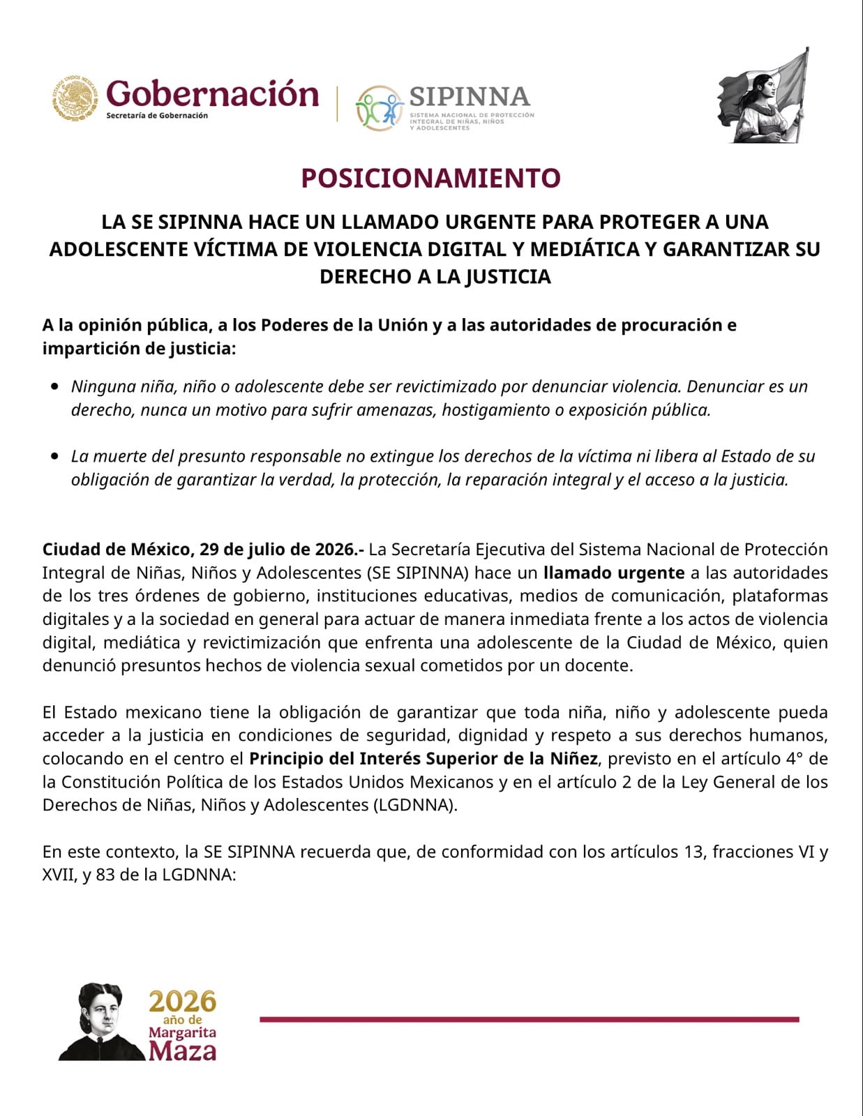 SIPINNA pide proteger a adolescente que denunció a Alberto Israel Jasso Cruz