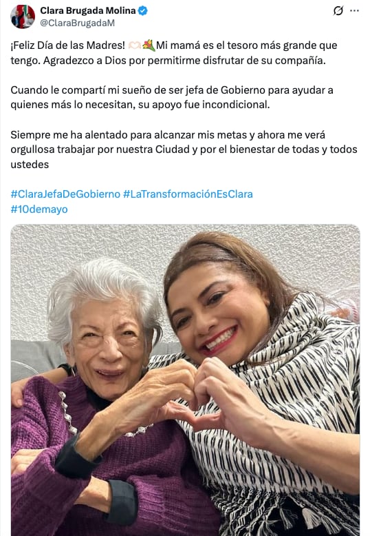 Clara Brugada sobre su mamá Margarita Molina Ríos