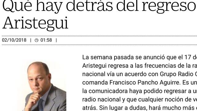Si no tiene lógica económica para Radio Centro contratar a Carmen Aristegui, sí tiene lógica política