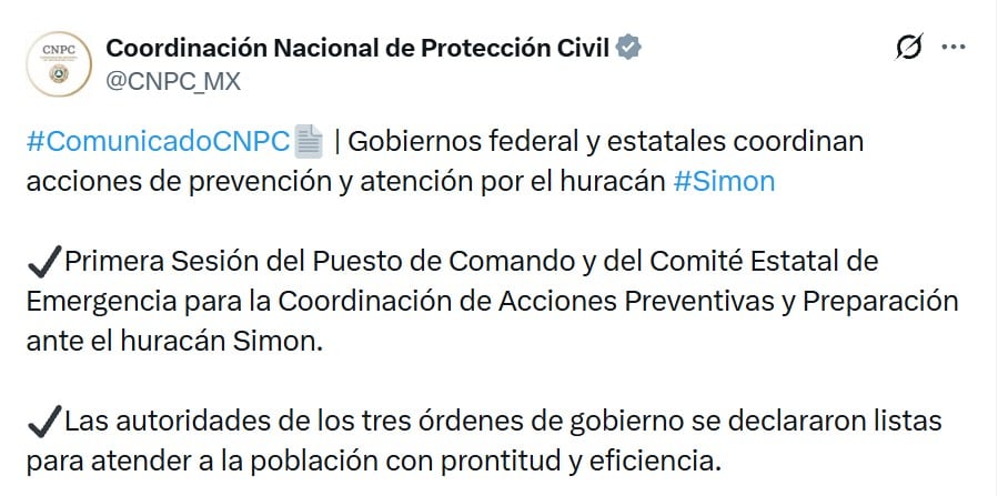 Secretaría de Salud despliega brigadas médicas y activa operativo en zonas afectadas por el huracán Simón