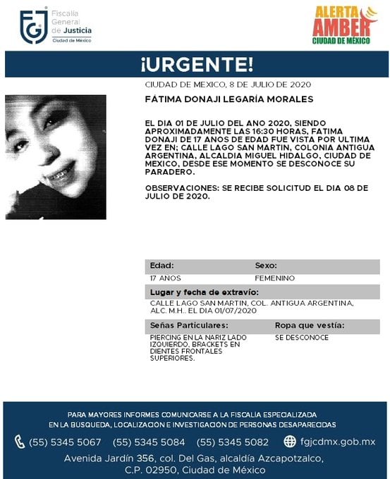 Ficha de búsqueda de Fátima.