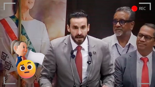 José Antonio López Ruiz pone a Claudia Sheinbaum en un estandarte.