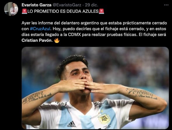 Cristian Pavón llegará a Cruz Azul