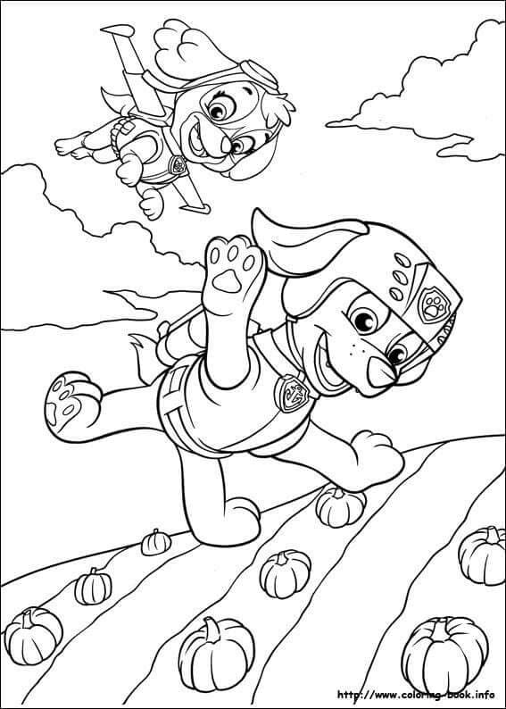 5 dibujos de Paw Patrol con temática de Día de Acción de Gracias para colorear por Thanksgiving