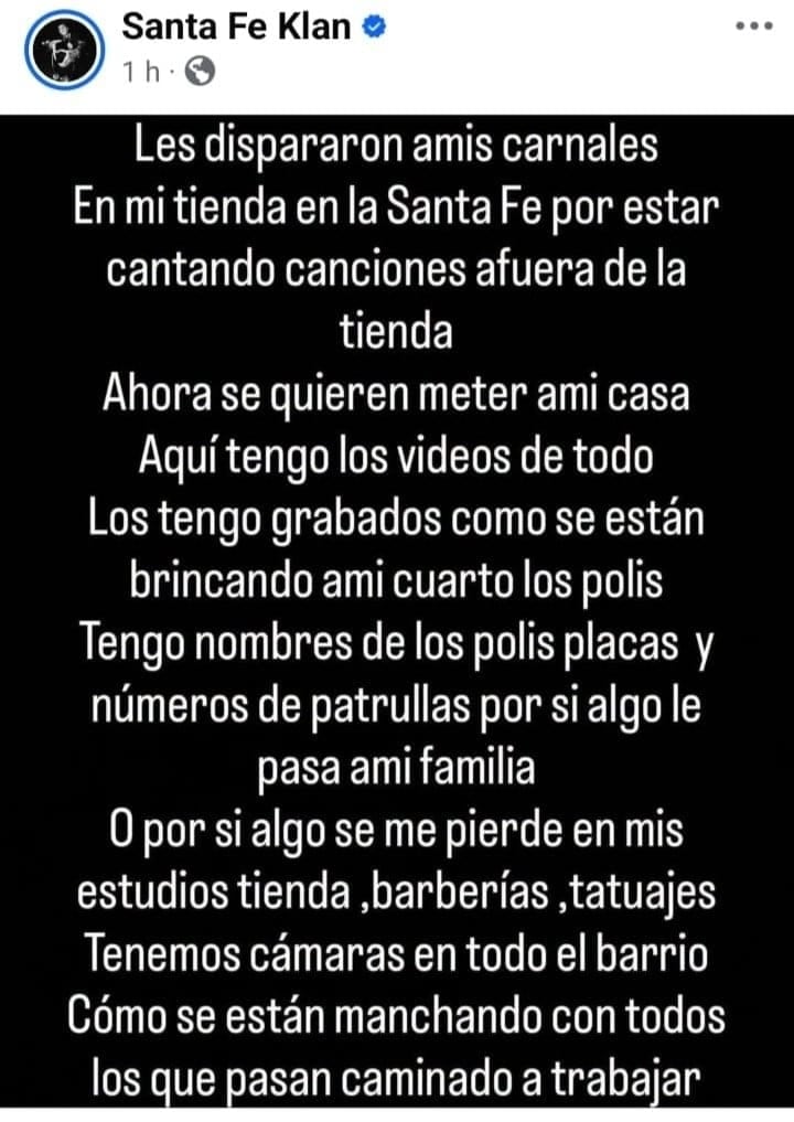 Santa Fe Klan denuncia a policías de Guanajuato asegurando que dispararon en sus locales y de querer allanar su casa