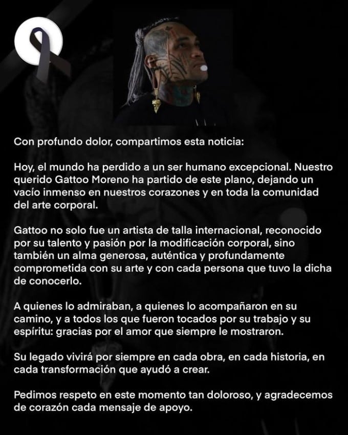 Comunicado muerte Gatto Moreno