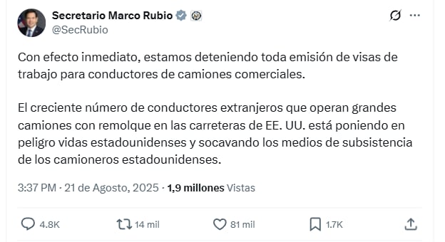 Anuncio de Marco Rubio