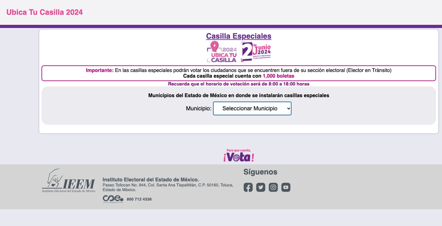 Ubica las casillas especiales en el Estado de México