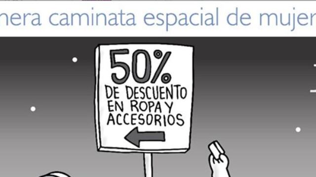 Caricatura sobre caminata espacial de mujeres causa polémica.