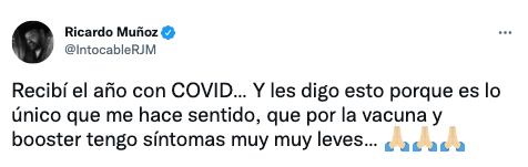 Tuit de Ricardo Muñoz, vocalista de Intocable