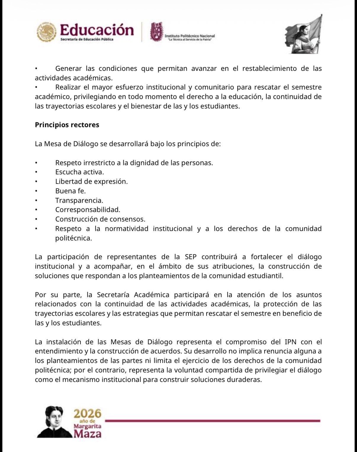 IPN convoca a mesas de diálogo
