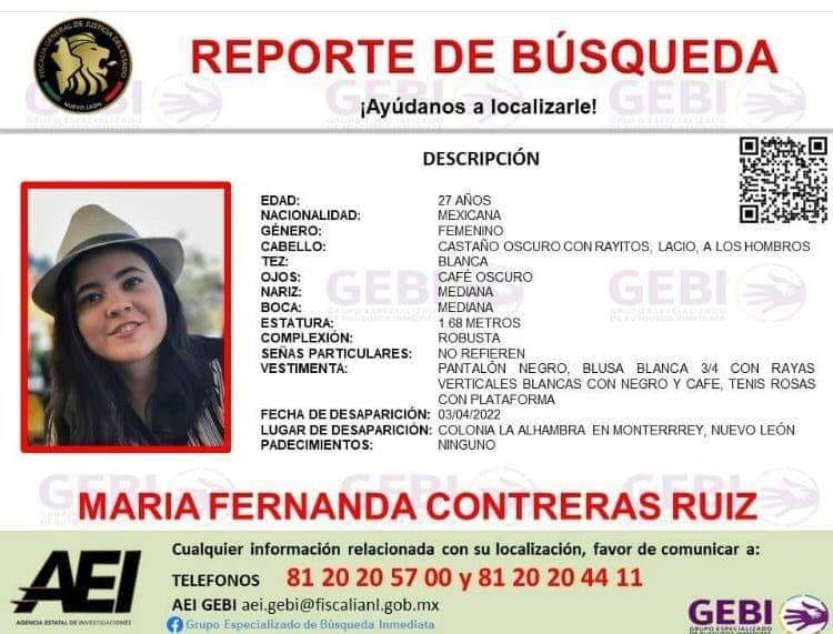 Ficha de búsqueda de María Fernanda